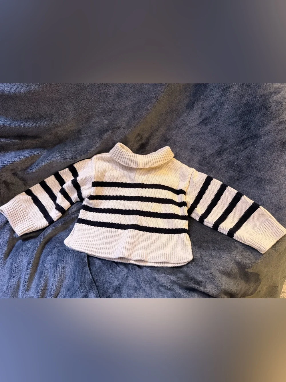 GAP Cream and Black Striped Baby Turtleneck Sweater
